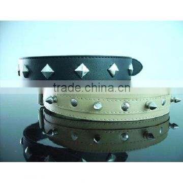 Fashionable Leather Dog Collar with metal decorations