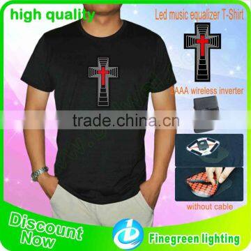 1000designs DJ dance light up and down el shirt/ custom el equalizer panel /music activated led t shirt