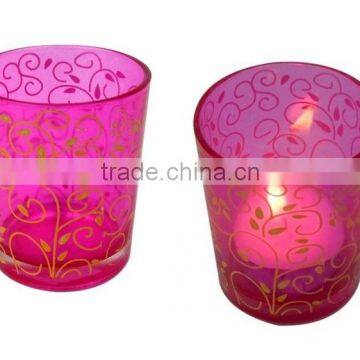 filament pattern colorful glass crystal peacock candle holder