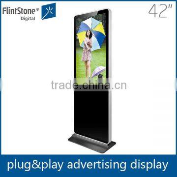 42 inch LCD monitor media controller video advertising totem, floor stand vertical digital signage display, usb LCD display