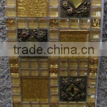 Glitter gold bathroom wall tile resin mosaic crystal glass mosaic tile