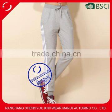 2015 custom wholesale quality womens grey color sport jogger pants