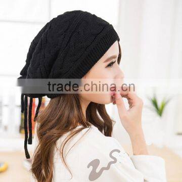 Rope Ski Hat,Knit Beanie Women Hats, Warmer Black Hats,Chunky Hat, Winter Hat