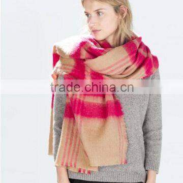 Ms Striped Double-Side Shawl Autumn Winter Scarf,Tartan Pashmina Scarf, Oversized Winter Scarf,Tassel Fringe Tartan Scarf.