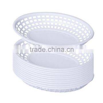 Hot Sale Custom Cheap Classic White Plastic Oval French Fry Fast Food Baskets Truck Food Reusable Diner Serveware Bread Basket