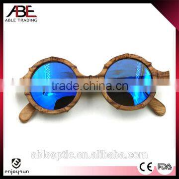 2016 round custom design bamboo wooden polarized sunglasses with CE standard