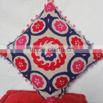 Pure Embroidered Suzani Art Pillow Cover Home Decor Bedding Set Cushion Cover 18x18'' Cushion
