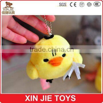 2015 new plush yellow chicken keychain meet EN71 standard soft animal pendant lovely stuffed chicken keychain for girls