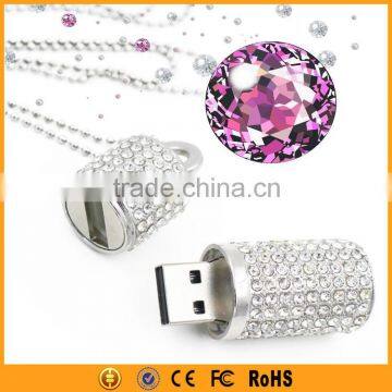 Silver Cylindrical Crystal Pendrive 8GB 16GB 32GB Crystal USB Drive