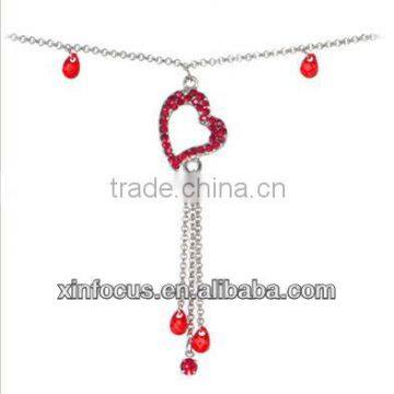 Light Siam Red Gem Hollow Heart Belly Chain&body jewelry