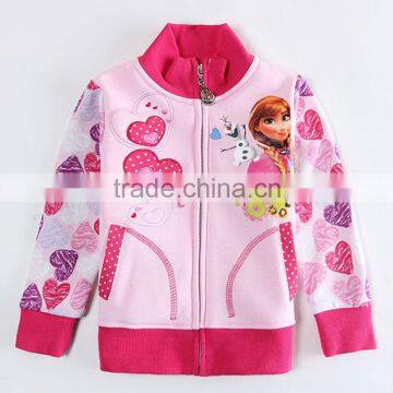 (F5412D) 2014 top quality winter girls fancy frozen coats with heart printing