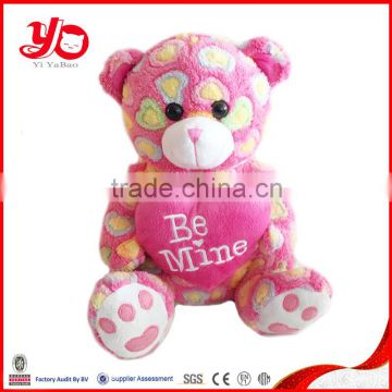 Cute valentine on heart teddy bear plush valentines teddy bear