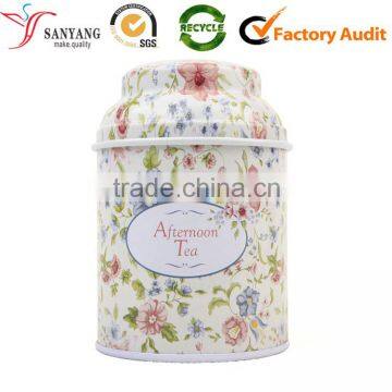 Elegant flower printing tin storage box for tea custom rose pattern shipping can box