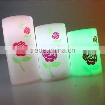 Beautiful Rose Flower Print Plastic Multicolor Candles Gife for Valentine's Day