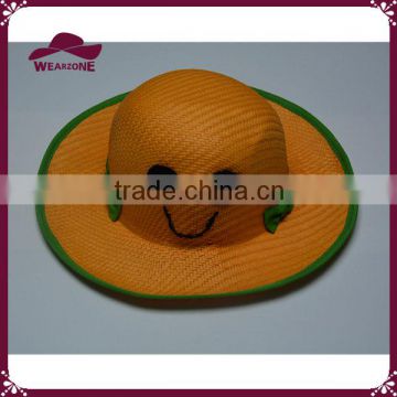 8bu straw hat kid straw floppy hat with smile face logo