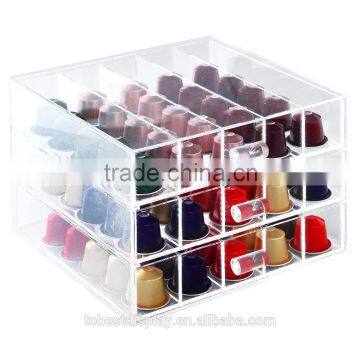 beautiful 3 tiers clear acrylic box with dividers,acrylic coffee capsules box,plexiglass acrylic square box