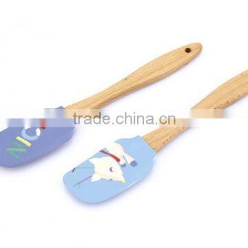 FDA/LFGB Painted Christmas/Letters/Snowflake Lovely Digital Printing Wood Handle MIni Spatula photo-2