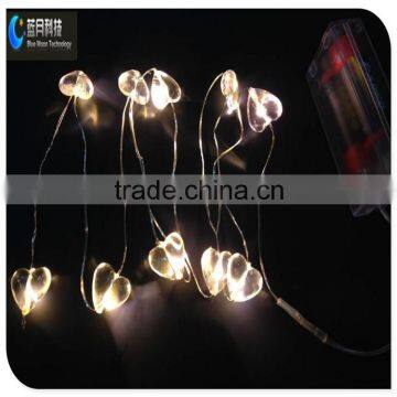 2015 new Led mini battery operated led copper string decoration lights with Heart shape bead