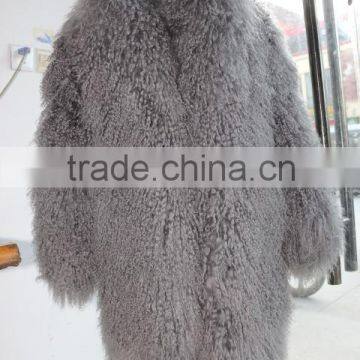 Fashion Design Sheep Fur Coat Genuine Women Popular Mongolian Lamb Fur Coat