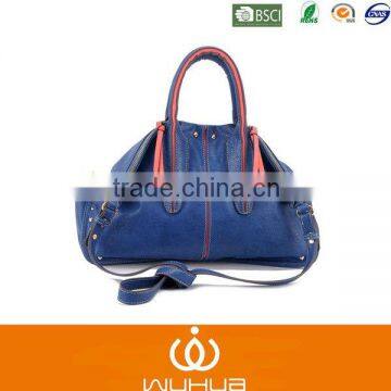 2014 New Fashion Blue Pu Ladies Handbags With Long Shoulder Strap