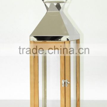 Large size rustic metal wooden lantern