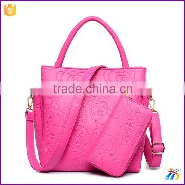 2015 set bag women beautiful rose ladies bags 2 in 1 lady handbag