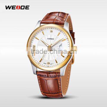 WEIDE CE RoHS Certified Genuine Leather Sapphire Quartz Watch photo-2