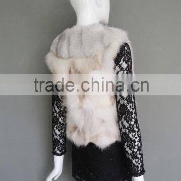 2016 Top Quality Special Style Fox Head Vest Natural White Vest With Real Blue Fox Fur and Head Pattern photo-3