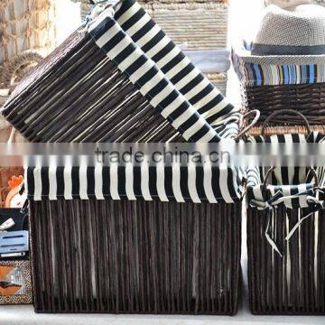Brown paper Vertical weave basket with two handles