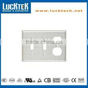 3 Gang- 2 Toggle and 1 Receptacle Combination Metal Wall plates