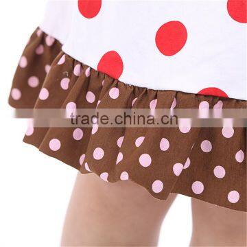 Hot Pink Red Dots With Brown Ruffle Summer Boutique Baby Girl Dress Candy Baby Girl Beautiful Fancy Dress photo-4