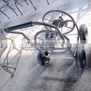 Metal four wheel garden hose reel cart