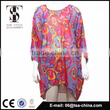 Women Colorful dress maxi dress peacock printing poncho