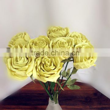 handmade paper flower, funeral decoration flower, yellow crepe paper flower