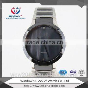 Tungsten Steel and Black Ceramic Watch Sapphire Glass Watch