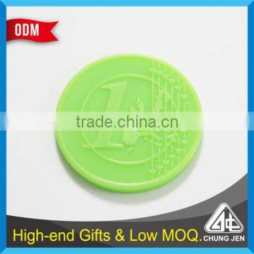 Wholesale bulk custom colors embossed 1 Euro plastic trolley coin