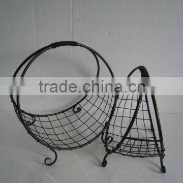 popular shabby chic anti black metal garden outdoor iron fruit basket