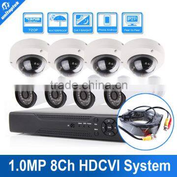 CCTV Security System HDCVI System 720P 1.0MP HD CVI IR Bullet+Dome Camera Surveillance Security System 8 Channel CVR Kit Mobile