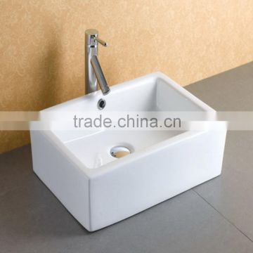 Rectangular White Glazed Ceramic Bathroom Basin