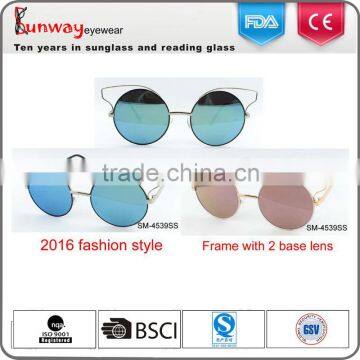 SM-4539SS Wholesale Sunglasses 2016 Fashion Sunglasses Mirror Lens Metal Sunglasses Round Popular