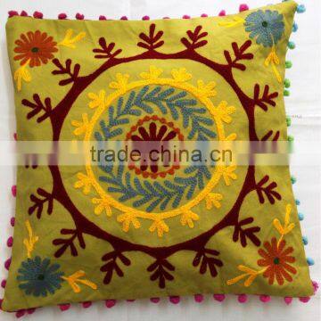 Vintage Suzani Cushion cover Hand Embroidered Accent Pillow Sofa cushion