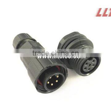 M16/5 pole/rear mount female panel socket with male cable connector