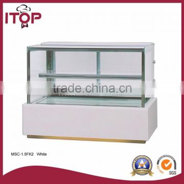 commercial square marble refrigerated cake display