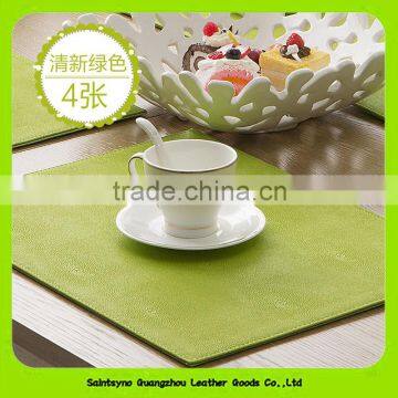 Eco-friendly Set of 4pcs PU Leather Green Drink Tea Coaster 16017