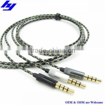 high quality 3.5mm earphone audio cable with mic & volume control