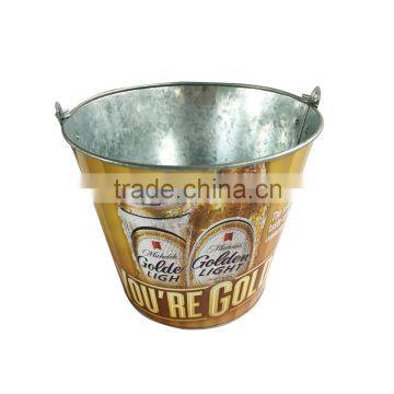 Custom CMYK Logo Metal Beer Bucket, Galvanized Metal Ice Bucket