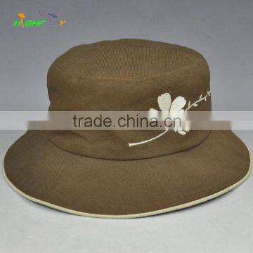 Fashion quality brand OEM floral pattern embroidery logo custom made fisherman bucket hat