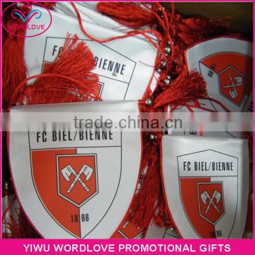 2018 World Cup custom dye sublimation satin football club triangle flag,wholesale sport usage felt pennant with suction