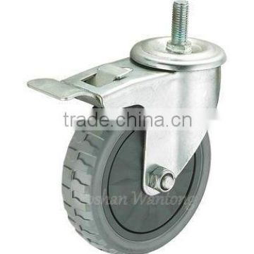 Gray Polyurethane Flame PU/PVC Stem Brake Caster