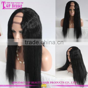 Best selling products wholesale price brazilian human hair u part wig yaki for black women